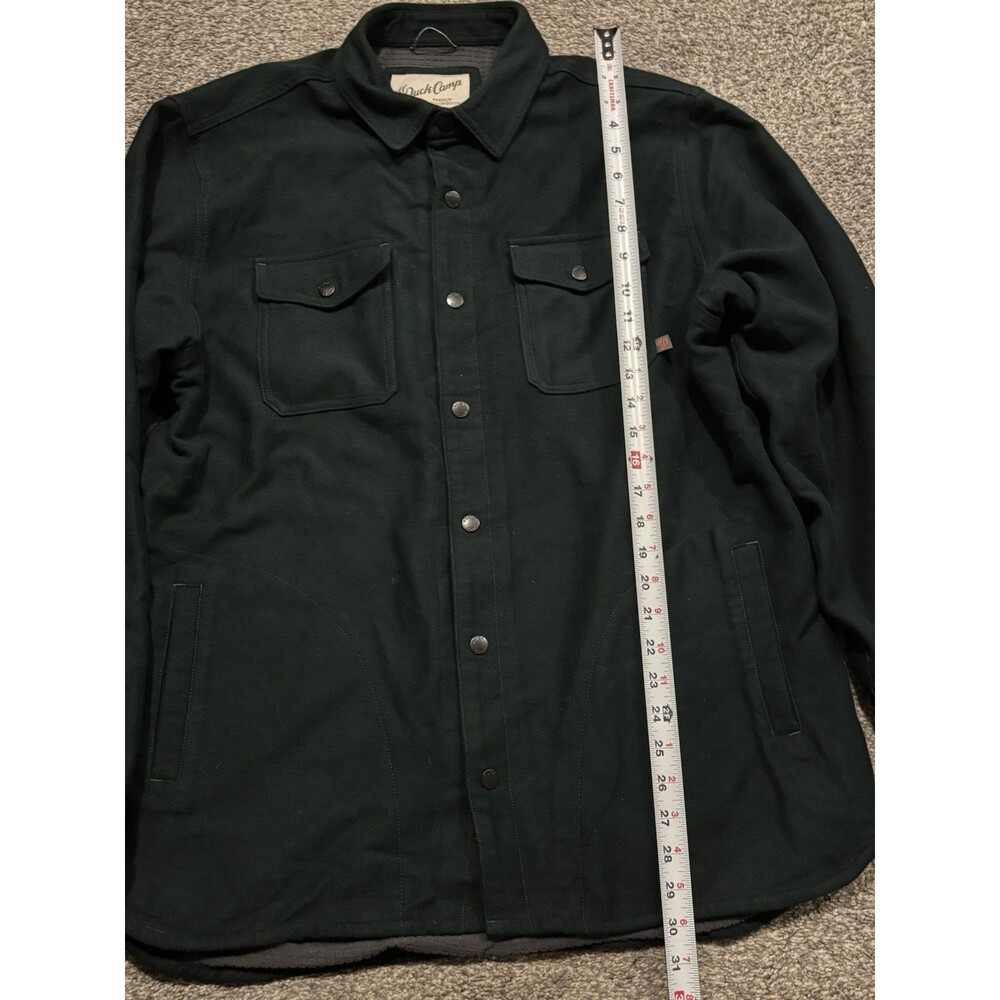 Duck Camp Men’s XL Campfire Shacket Green Silent Snap Button - Picture 2 of 8